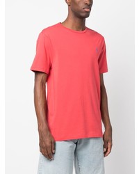 rotes besticktes T-Shirt mit einem Rundhalsausschnitt von Polo Ralph Lauren