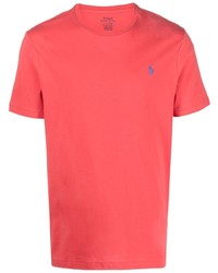 rotes besticktes T-Shirt mit einem Rundhalsausschnitt von Polo Ralph Lauren