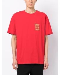 rotes besticktes T-Shirt mit einem Rundhalsausschnitt von Ksubi