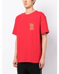 rotes besticktes T-Shirt mit einem Rundhalsausschnitt von Ksubi