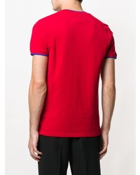 rotes besticktes T-Shirt mit einem Rundhalsausschnitt von Kenzo