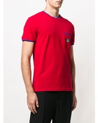 rotes besticktes T-Shirt mit einem Rundhalsausschnitt von Kenzo