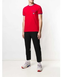 rotes besticktes T-Shirt mit einem Rundhalsausschnitt von Kenzo