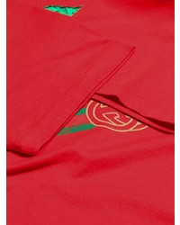 rotes besticktes T-Shirt mit einem Rundhalsausschnitt von Gucci