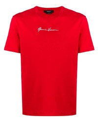 rotes besticktes T-Shirt mit einem Rundhalsausschnitt von Versace