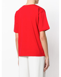 rotes besticktes T-shirt von Alberta Ferretti