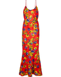 rotes Camisole-Kleid mit Blumenmuster