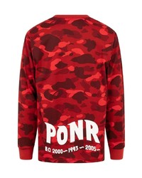 rotes Camouflage Langarmshirt von A Bathing Ape