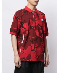 rotes Camouflage Polohemd von AAPE BY A BATHING APE