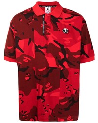 rotes Camouflage Polohemd von AAPE BY A BATHING APE