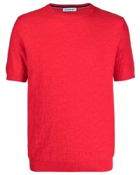 rotes Camouflage T-Shirt mit einem Rundhalsausschnitt von Manuel Ritz