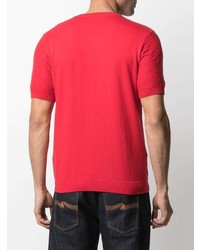 rotes Camouflage T-Shirt mit einem Rundhalsausschnitt von Manuel Ritz