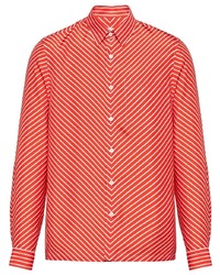 rotes Langarmhemd mit Chevron-Muster von Prada