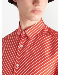 rotes Langarmhemd mit Chevron-Muster von Prada