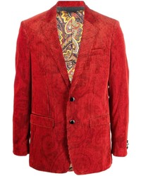 rotes Cordsakko mit Paisley-Muster