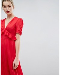 rotes Ballkleid mit Falten von Asos