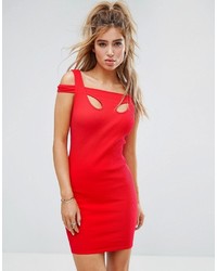 rotes figurbetontes Kleid mit Ausschnitten von Asos