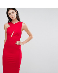rotes figurbetontes Kleid mit Ausschnitten