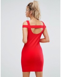 rotes figurbetontes Kleid mit Ausschnitten von Asos