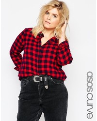 rotes Flanell Businesshemd mit Karomuster von Asos