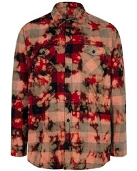 rotes Mit Batikmuster Flanell Langarmhemd