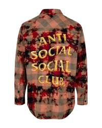 rotes Mit Batikmuster Flanell Langarmhemd von Anti Social Social Club