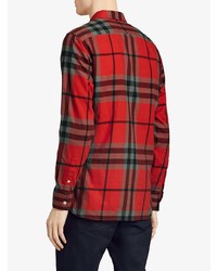 rotes Flanell Langarmhemd mit Karomuster von Burberry