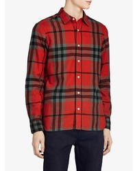 rotes Flanell Langarmhemd mit Karomuster von Burberry