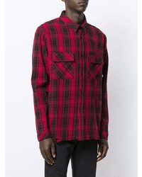 rotes Flanell Langarmhemd mit Schottenmuster von Marcelo Burlon County of Milan