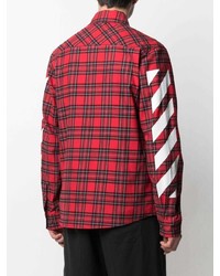 rotes Flanell Langarmhemd mit Schottenmuster von Off-White