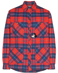 rotes Flanell Langarmhemd mit Schottenmuster von Gucci
