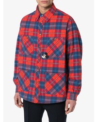 rotes Flanell Langarmhemd mit Schottenmuster von Gucci