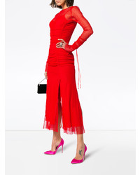 rotes Ballkleid aus Netzstoff mit Fransen von Dvf Diane Von Furstenberg