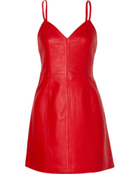 rotes gerade geschnittenes Kleid aus Leder von ALEXACHUNG