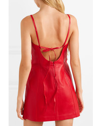 rotes gerade geschnittenes Kleid aus Leder von ALEXACHUNG