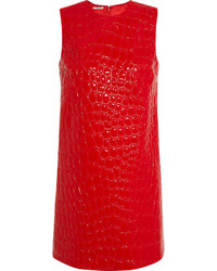 rotes gerade geschnittenes Kleid aus Leder von Miu Miu