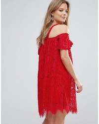 rotes gerade geschnittenes Kleid aus Spitze von Missguided