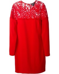 rotes gerade geschnittenes Kleid aus Spitze von DKNY