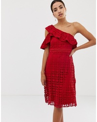 rotes gerade geschnittenes Kleid aus Spitze von Dolly & Delicious