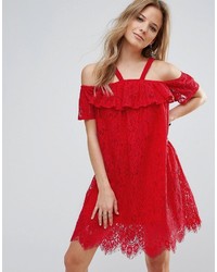rotes gerade geschnittenes Kleid aus Spitze von Missguided