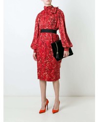 rotes gerade geschnittenes Kleid mit Blumenmuster von Nina Ricci Vintage