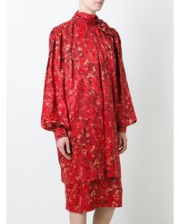 rotes gerade geschnittenes Kleid mit Blumenmuster von Nina Ricci Vintage