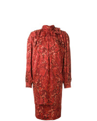 rotes gerade geschnittenes Kleid mit Blumenmuster von Nina Ricci Vintage