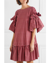 rotes gerade geschnittenes Kleid mit Karomuster von Fendi