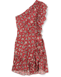 rotes gerade geschnittenes Kleid mit Paisley-Muster