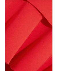 rotes gerade geschnittenes Kleid mit Rüschen von Moschino
