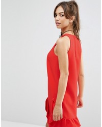 rotes gerade geschnittenes Kleid mit Rüschen von Asos