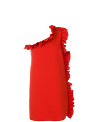 rotes gerade geschnittenes Kleid mit Rüschen von MSGM