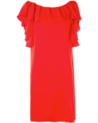 rotes gerade geschnittenes Kleid mit Rüschen von P.A.R.O.S.H.