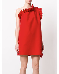 rotes gerade geschnittenes Kleid mit Rüschen von MSGM